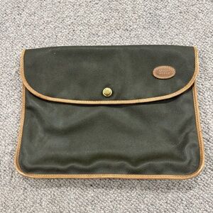 Vintage Land Rover Mulholland Satchel Portfolio Bag Green Rugged Leather Trim